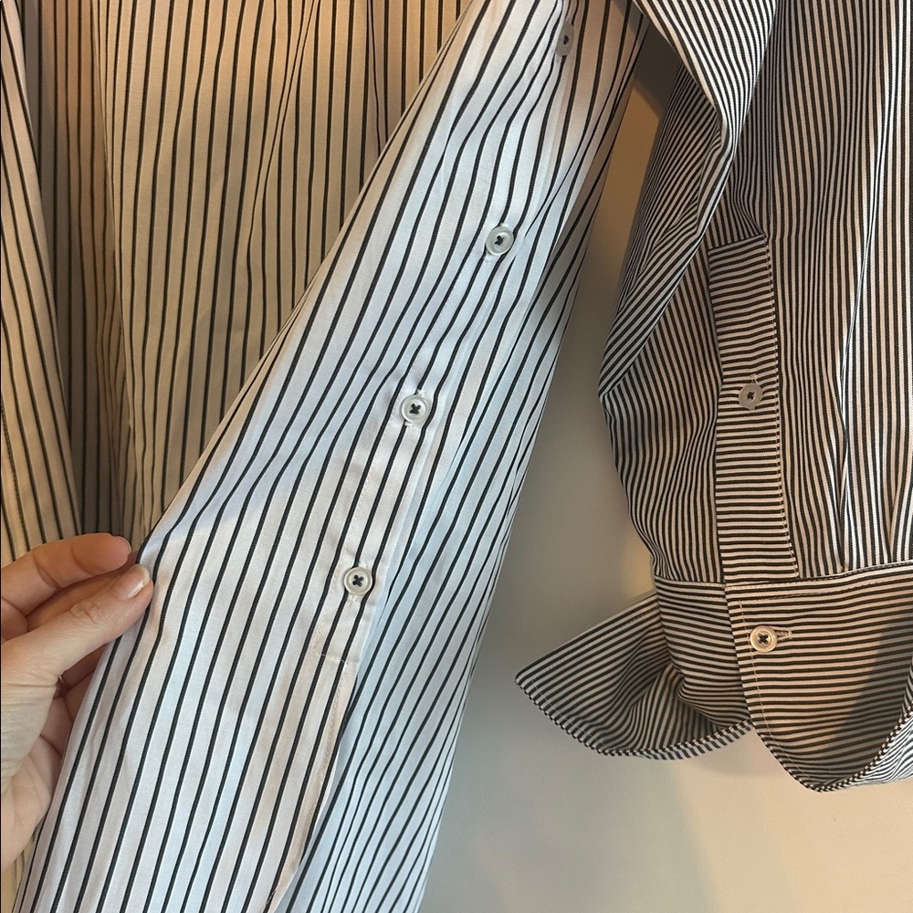 THEO The Label Striped Button-Down Shirt in Black and White sz LRG - Picture 8 of 8